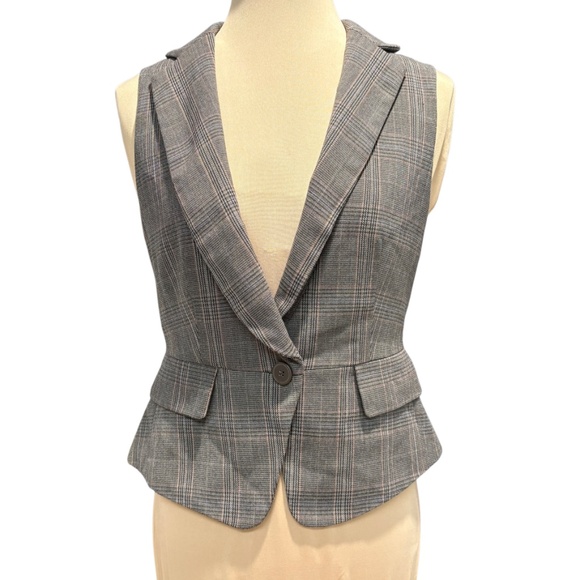 vest NEW YORK & COMPANY 2 vintage peplum brown tweed academia steampunk - Picture 3 of 14